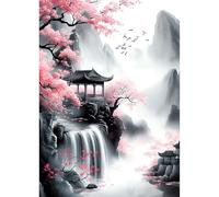 TOSTOG Diamond Painting Kit Adulte,Paysage de Style Chinois Diamant Painting Images Ronde Diamond Peinture Diamant Adulte,5D DIY Cristal Débutant Art Set pour Décoration Murale Maison 30x40cm