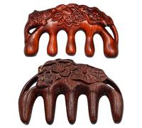 Tostyles Lot de 2 peignes à cheveux en bois de santal vert à dents larges pour massage du cuir chevelu, cheveux, cheveux, cou, mains, jambes (fleurs-2)