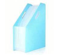 Tosuny 24 Pochettes Classeur Extensible Dossier Accordéon (Vertical Blue) | Catégoriseur de documents portable, stockage de bureau polyvalent, construction en plastique durable