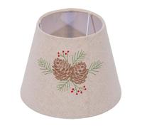 Tosuny Abat-jour en Lin Fait Main avec Broderie de Pomme de Pin pour E27 | Couverture d’ombre textile, ton beige naturel, décor de ferme rustique, mise à niveau d’un ancien luminaire, cadeau prêt