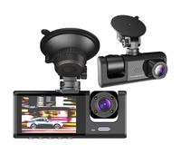 Tosuny Caméra de Tableau de Bord à 3 Canaux Avant Arrière et Intérieur, Caméra de Tableau de Bord de Voiture HD 1080P avec écran HD de 2 Pouces, Grand Angle de 170 °, Aide au