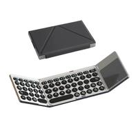 Tosuny Clavier Bluetooth Pliable avec pavé Tactile, Clavier sans Fil Portable avec Housse en Cuir PU, Connectez jusqu'à 3 Appareils, Claviers Rechargeables Silencieux pour Tablette et