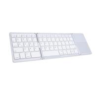 Tosuny Clavier Bluetooth Pliable avec pavé Tactile, Clavier sans Fil Portable, Mise en Veille et Réveil Automatiques, Claviers Pliables Rechargeables, Connectez jusqu'à 3 Appareils, (Silver)
