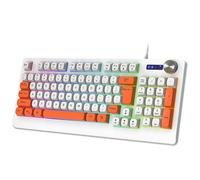 Tosuny Clavier de Jeu Filaire avec Bouton de Volume, 93 Touches Dynamic RVB Clavier rétro-éclairé avec des Touches Multimédias et pavé Numérique, Anti-Gardien, Touchés PBT, Ergonomique (Orange et