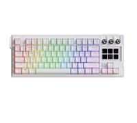 Tosuny Clavier de Jeu Mécanique à 75%, Clavier Mécanique câblé RVB avec Interrupteur Rouge Swappable Chaud, 6 Touches Macro-programmables LCD, 3 Boutons à Bascule, 78 CLÉS, pour PC (White)
