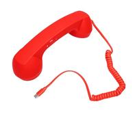 Tosuny Combiné Téléphonique Rétro avec Micro et Haut-Parleur, combiné Filaire USB C Vintage avec Contrôle du Volume, Récepteur de Poignée de Téléphone Fixe pour Appels, Vidéoconférences (Rouge)