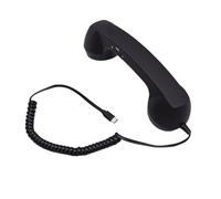 Tosuny Combiné Téléphonique Rétro avec Micro et Haut-Parleur, combiné Filaire USB C Vintage avec Contrôle du Volume, Récepteur de Poignée de Téléphone Fixe pour Appels, Vidéoconférences (Black)