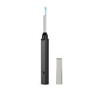 Tosuny Cure-oreille éclairé par LED, Nettoyeur de Cérumen électrique Rechargeable avec Embout en Silicone Souple, pour L'examen Familial des Oreilles, du Nez et de la Gorge (BLACK)