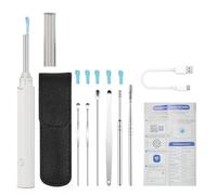 Tosuny Cure-oreille éclairé par LED, Nettoyeur de Cérumen électrique Rechargeable avec Embout en Silicone Souple, pour L'examen Familial des Oreilles, du Nez et de la Gorge (WHITE)