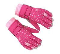 Tosuny de Ski pour Enfants, de Neige d'hiver pour Filles, de Snowboard Imperméables et Coupe-Vent, Conception Flexible à 5 Doigts pour la Luge sur Neige, Motif Rose (Rouge)