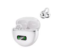 Tosuny Écouteurs sans Fil à Clipser, écouteurs Bluetooth à Oreille Ouverte avec Micro Antibruit, Contrôle Tactile Intelligent, Affichage Numérique LED, Son Stéréo HiFi, pour Le (White)