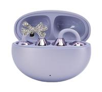 Tosuny Écouteurs sans Fil à Clipser Inspirés des Bijoux avec Boucles d'oreilles à Nœud, Casque Bluetooth V6.0 à Oreille Ouverte, Suppression Active du Bruit ANC ENC, Contrôle Tact (Purple)
