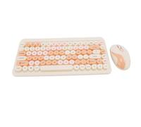 Tosuny Ensemble Clavier et Souris sans Fil 2,4G, Ensemble Clavier et Souris rétro, Souris 1000/1200/1600 DPI, Touches Rondes, récepteur USB, pour PC/Ordinateur Portable/Tablette (Orange)