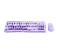 Tosuny Ensemble Clavier et Souris sans Fil, Clavier de Machine à écrire Rétro 104 Touches avec Touches Rondes, 12 Touches de Raccourci Multimédia, Souris Optique 1600 DPI, Récepteur USB (Purple)