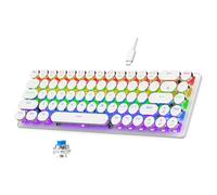 Tosuny Keyboard de Jeu Mécanique 60%, Clavier de Machine à écrire Rétro avec Carnet Rétro-éclairé RVB, 68 Touches Mini Clavier de Bureau Filaire avec Commutateur Bleu, Touchés Ronds, (White)