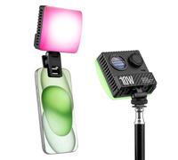 Tosuny Lampe Vidéo LED RVB 10 W, Mini Lampe de Caméra Portable 1800 K-9000 K Rechargeable et Contrôle Couleur pour Smartphone Vlog, Selfie, Streaming en Direct et Création de Contenu
