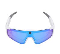 Tosuny Lunettes Intelligentes 4K AI avec Caméra, Lunettes de Soleil Bluetooth pour le Cyclisme, le Ski et les Sports de Plein Air, Commande Vocale, Suppression du Bruit ENC, Stabilisation (Blanc Bleu)