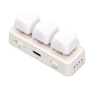 Tosuny Mini Clavier Bluetooth à 3 Touches, pavé Macro Programmable avec Fonction Copier-Coller, Tourne-Page sans Fil pour Liseuse, Rétroéclairage RVB Rechargeable 380 MAh (White)