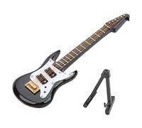 Tosuny Mini Guitare Modèle Bureau Ornement avec Support Boîte de Rangement | Finition enduite noire, accessoire de décoration musicale, accent d\'étagère de bibliothèque, souvenir compact à offrir