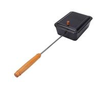 Tosuny Popcorn de Camping, Machine à Popcorn d'extérieur de 3,5 Litres avec Poignée en Bois pour Foyer, Poêle à Gril, Batterie de Cuisine de Camping Antiadhésive Compacte pour Jardin (BLACK)