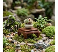 Tosuny Résine Miniature Table Chinoise pour Décoration de Jardin Bonsaï | Petite figurine de paysage, meubles sculptés vintage, scène de terrarium zen, accent d’étagère de bureau, fourniture
