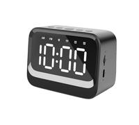 Tosuny Réveil du Haut-Parleur, Horloge Numérique avec Haut-Parleur, Grand écran LED, Double Alarme, Temps Automatique, 1200mAh Rechargeable, pour Les Dormeurs Lourds (Black)