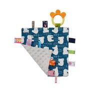 Tosuny Serviette D'apaisement pour bébé, Couverture de sécurité Apaisante et Confortable avec étiquettes Colorées, Anneau de Dentition en Silicone, Motifs Mignons, Serviette Douce en Peluche pour