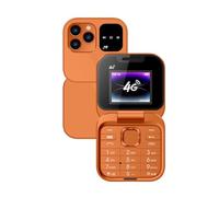 Tosuny Téléphone à Clapet 4G LTE débloqué, Mini Téléphone à Clapet 4G pour Personnes âgées, Haut-Parleur, Double Emplacement SIM, écran de 1,77", Numérotation en Un C LIC, Bluetooth, (Orange)
