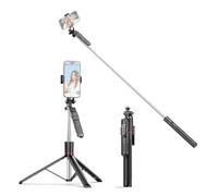 Tosuny Trépied de Téléphone et Perche à Selfie de 67 Pouces, Trépied Extensible avec Télécommande sans Fil et Support de, avec et Poignée de Téléphone Amovibles, pour et (Black)