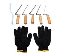 Tosuny Tuck Pointer Trowel Set 5 Pcs avec Double Ended Brick | Réparation de mortier de maçonnerie, lames en acier à haute teneur en carbone, manches en bois de noyer, outil de