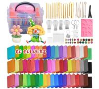 TOSUTO 60 Couleurs Pate a Modeler,Pâte Polymère,Sûr et Non Toxique,Cuisson au Four Pate a Modeler DIY Clay Kit avec Outils de Modelage et Accessoires,Argile Polymère,Cadeau pour Les Enfants