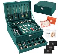 TOSUTO Boîte à Bijoux,3 Couches Rangement Bijoux,Écrin à Accessoires en Cuir Imperméable,Rangement pour Bijoux,Bijoux pour Femmes pour Bracelets,Boucles d'oreilles,Bagues,Colliers