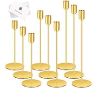 TOSUTO Chandelier Bougeoir Dorés,Lot de 9 Bougeoir Chandelier,Chandelier de Mariage Différentes Tailles,Rétro Métal Porte-Bougie Conique pour Mariage Noël aux Chandelles Dîner Banquet