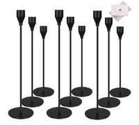 TOSUTO Chandelier Bougeoir Noir,Lot de 9 Bougeoir Chandelier,Chandelier de Mariage,Coniques Bougeoir Decoratif,Bougeoirs Cônes Noirs,pour Bougies Coniques Rétro Métal Porte-Bougie Conique