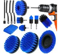 TOSUTO Ensemble de 14 brosses pour perceuse électrique, comprend 9 brosses pour perceuse différentes, 3 brosses pour fentes et autres accessoires, brosse de nettoyage pour voiture, jantes, cuisine et