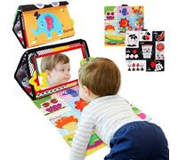 TOSUTO Espejo Bebe Montessori 0 a 6-18Meses,Juguetes Bebé con Libro Blanco y Negro,Libro Bebé Tummy Time,Juguetes Sensoriales Bebes con Mordedor y Patrón de Contraste Regalo Recien Nacido