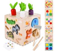 TOSUTO Jouet Bebe2 3 4Ans,8 en 1 Cube d'Activité Bébé Montessori,Jouet d'Éveil Sensoriel en Bois,Cadeau Educatif Motricité Cube d'activité Jeux pour Enfants2 3 4Ans Anniversaire Noël Cadeau