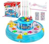 TOSUTO Jouet Enfant 2 3 4 5 Ans,Jeux Montessori Jeu de Pêche Magnetique avec Musique et Lumières,4 Canne et 26 Poissons,Jeux de Pêche Électriques Éducatif Cadeau pour Garçons Filles 2-5 Ans