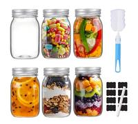 TOSUTO Lot de 6 Mason Jar avec Couvercle,500ml Pots de Conservation en Verre Hermétiques,bocaux Mason Jar en verre,Bocaux en verre,Bocaux de conservation pour Conserve, Fermentation, Marinade