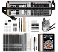TOSUTO Lot de 60 crayons à dessin,Crayons de Dessin Professionnels,Crayon Dessin Kit,fournitures artistiques avec carnet de croquis 3 couleurs,graphite,fusain