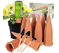 TOSUTO Lot de 8 Cône en Argile d’arrosage,Oyas Plantes Interieur,Auto-arrosantes en Ollas Terre Cuite,Distributeur Eau Plante,Goutte-Gouttes Automatiques pour Plantes en Pot D'intérieur