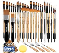 TOSUTO Pinceaux Peinture Acrylique, Nylon Artiste (42 Pièces), Professionnels, Aquarelle, Pour Peintures Acryliques, Huiles Et Gouaches