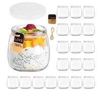 TOSUTO Pots Yaourts avec Couvercle 200 ml [Lot de 20] - Petits Pots en Verre,Petit Pot en Verre pour Confiture - Bocaux à dessert - Avec couvercle - Pour pudding, lait, yaourt, apéritif
