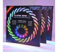 TOSY Anneau Volant 16 Millions de Couleurs RVB, Lumineux, Mode Perdu, allumage Automatique, sûr et Doux, étanche, Frisbee léger, Cadeau d'anniversaire, de Camping pour garçon/Fille/Enfant, Lot de 3