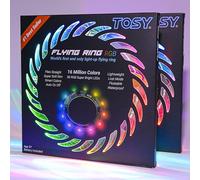 TOSY Anneau Volant 16 Millions de Couleurs RVB, Lumineux, Mode Perdu, allumage Automatique, sûr et Doux, étanche, Frisbee léger, Cadeau d'anniversaire, de Camping pour garçon/Fille/Enfant, Lot de 2