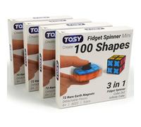 TOSY Lot de 4 mini toupies magnétiques - Jouet 3 en 1 : Spinner transformable avec 72 aimants, cube infini, cube puzzle 2 x 2 pour débutants, soulagement du stress pour adultes, cadeau de Pâques pour
