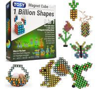TOSY Magnet Cube 4x4-560 aimants, 70 Blocs, Jouet 8-en-1 : Casse-tête magnétique, Blocs créatifs, toupie Transformable, Cube Infini, tuiles magnétiques, Lampe UV, STEM Lumineux