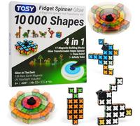 TOSY Magnet Fidget Spinner Glow - 16 Blocs, Jouet 3 en 1: Fidget Spinner Transformable, Infinity Cube, Puzzle Cube 2x2, Glow, STEM Magnet Tiles Cadeau d'anniversaire pour Enfant/garçon/Fille/Adulte
