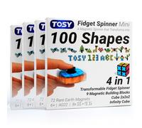TOSY Magnet Fidget Spinner Mini - 8 Blocs, Jouet 3 en 1: Fidget Spinner Transformable, Infinity Cube, Puzzle Cube 2x2, Tuiles magnétiques STEM Cadeau pour Enfant/garçon/Fille/Adulte, Ensemble de 4