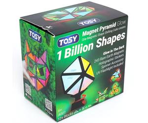 TOSY Magnet Pyramid Glow - 1 Cube Transformable en 1 Milliard de Formes, 12 pièces, 243 aimants, Phosphorescent, Blocs magnétiques, Puzzle créatif, Jouet éducatif STEM/Steam
